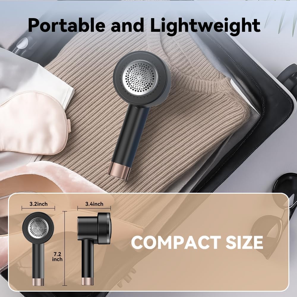 Rechargeable Fabric Shaver for Clothes: 6-Leaf Blades & 3 Speeds to Remove Pilling, Fuzz & Lint Balls - with LED Display, Portable Electric Lint Remover for Sweater, Couch, Blanket, Furniture
