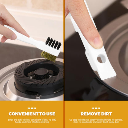 Gas Stove Cleaning Brush and Kitchen Scrub Brush with Brass Wire Bristles for Pot Bottom and Cooktop Crevice Deep Cleaning