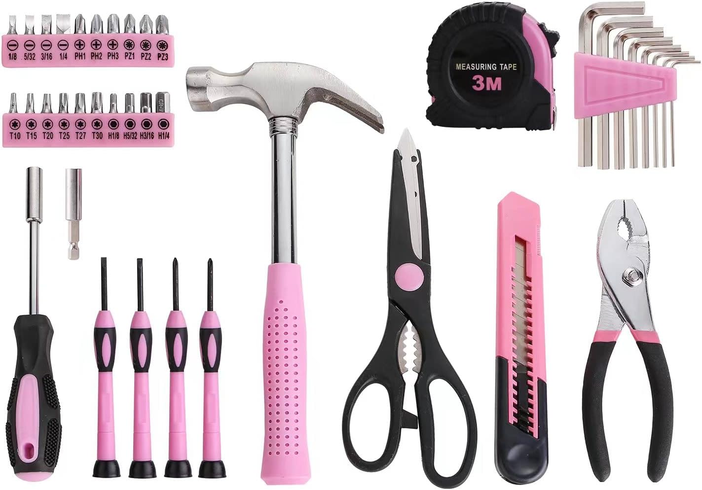 39 Piece Basic Home Tool Set Household Tool Set General Repair Small Hand Tool Kit in Toolbox Storage Case for Home Garage Office College Dormitory Use, Blue