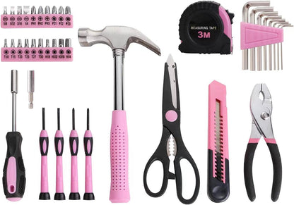 39 Piece Basic Home Tool Set Household Tool Set General Repair Small Hand Tool Kit in Toolbox Storage Case for Home Garage Office College Dormitory Use, Blue