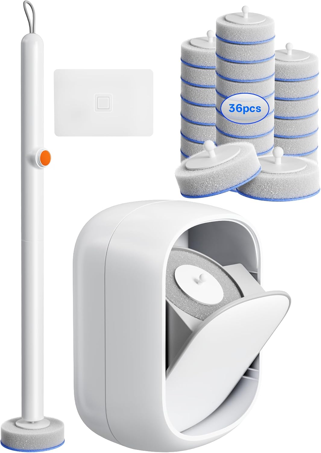 Disposable Toilet Cleaning System - Toilet Wand Kit with 36 High-Performance Refills, Wall Mounted Toilet Brush and Holder for Deep Cleaning Bathroom (2 Toilet Brush+48 Refills)