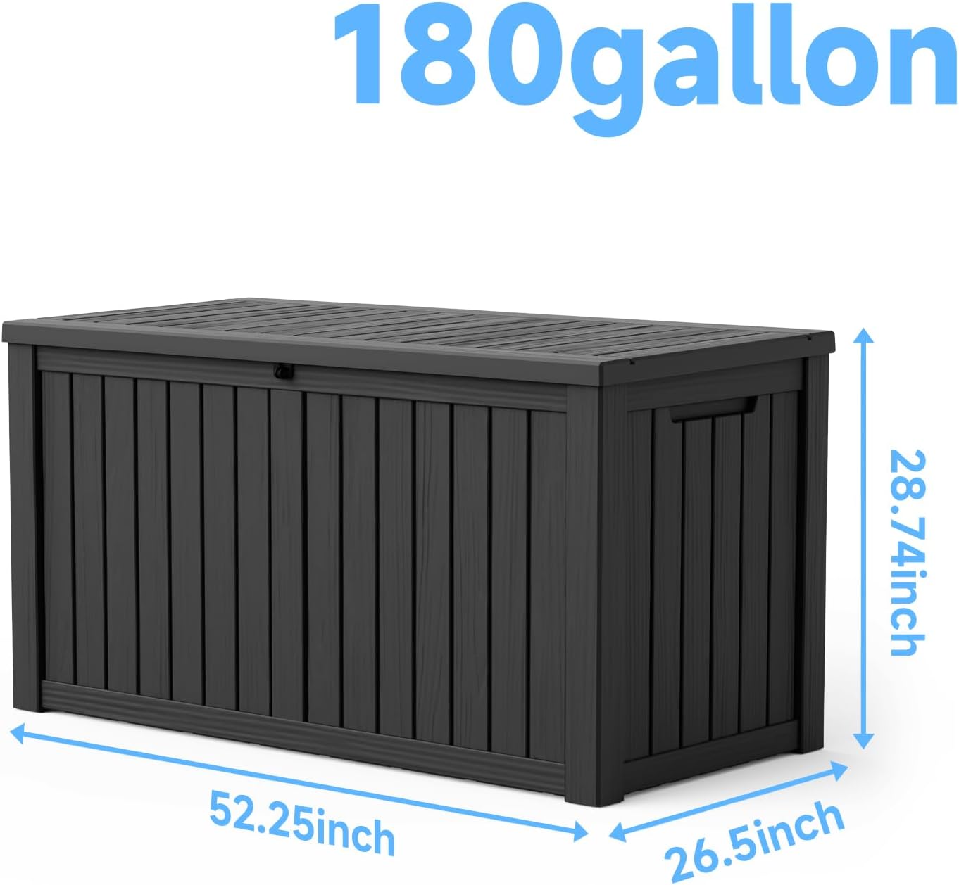 ROJIK 55Gal Outdoor Storage Box Waterproof Deck Box | Heavy-duty UV-resistant resin, space-saving for balcony/patio, stores cushions/tools/pool gear, lockable lid as table/bench