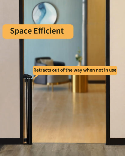 AOURMKOOP Retractable Baby Gate,Mesh Baby Gate or Mesh Dog Gate,33" Tall,Extends up to 55" Wide,Child Safety Gate for Doorways, Stairs, Hallways, Indoor/Outdoor（Black,33"x55"