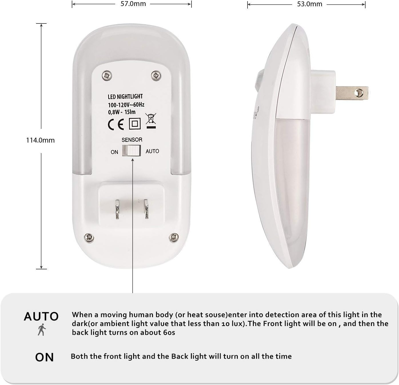 Sensky Plug-in LED Backlit Night Light with Motion Sensor, Dusk to Dawn Sensor, Auto On/Off Nightlight for Kids and Adults, Bedroom, Bathroom, Hallway, Warm White