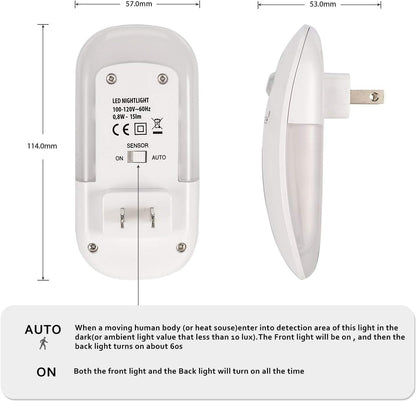 Sensky Plug-in LED Backlit Night Light with Motion Sensor, Dusk to Dawn Sensor, Auto On/Off Nightlight for Kids and Adults, Bedroom, Bathroom, Hallway, Warm White