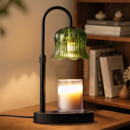 CRMILL Candle Warmer Lamp with Timer: Adjustable Dimmable Height Adjustable Warming - Flower Shape Wax Lamp Jar Candles No Flame Modern Home Decor Table Lights - Home Living Bedroom