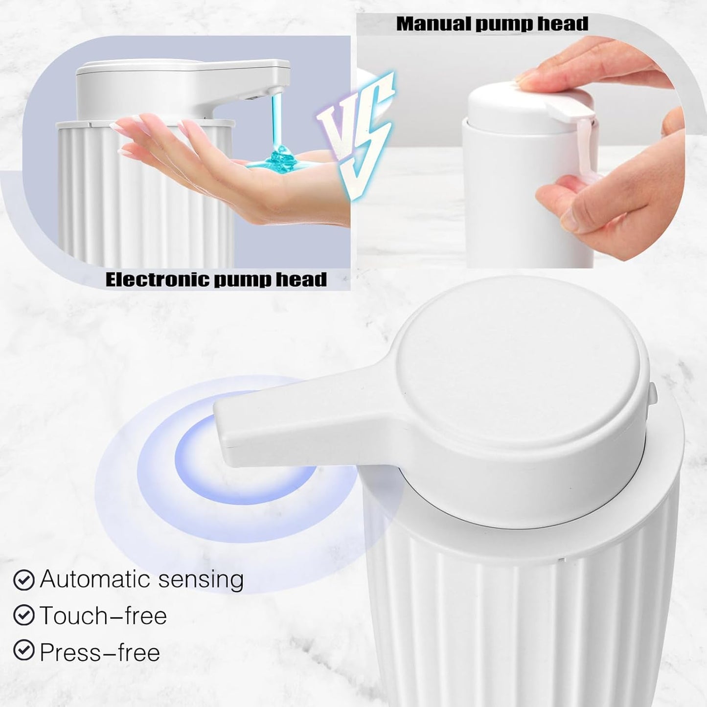 Automatic Soap Dispenser Foaming Touchless: 9oz Plastic Black - Rechargeable Electric Smart Auto Foam Soap Dispenser - Bathroom Kitchen Hand Dish Lotion