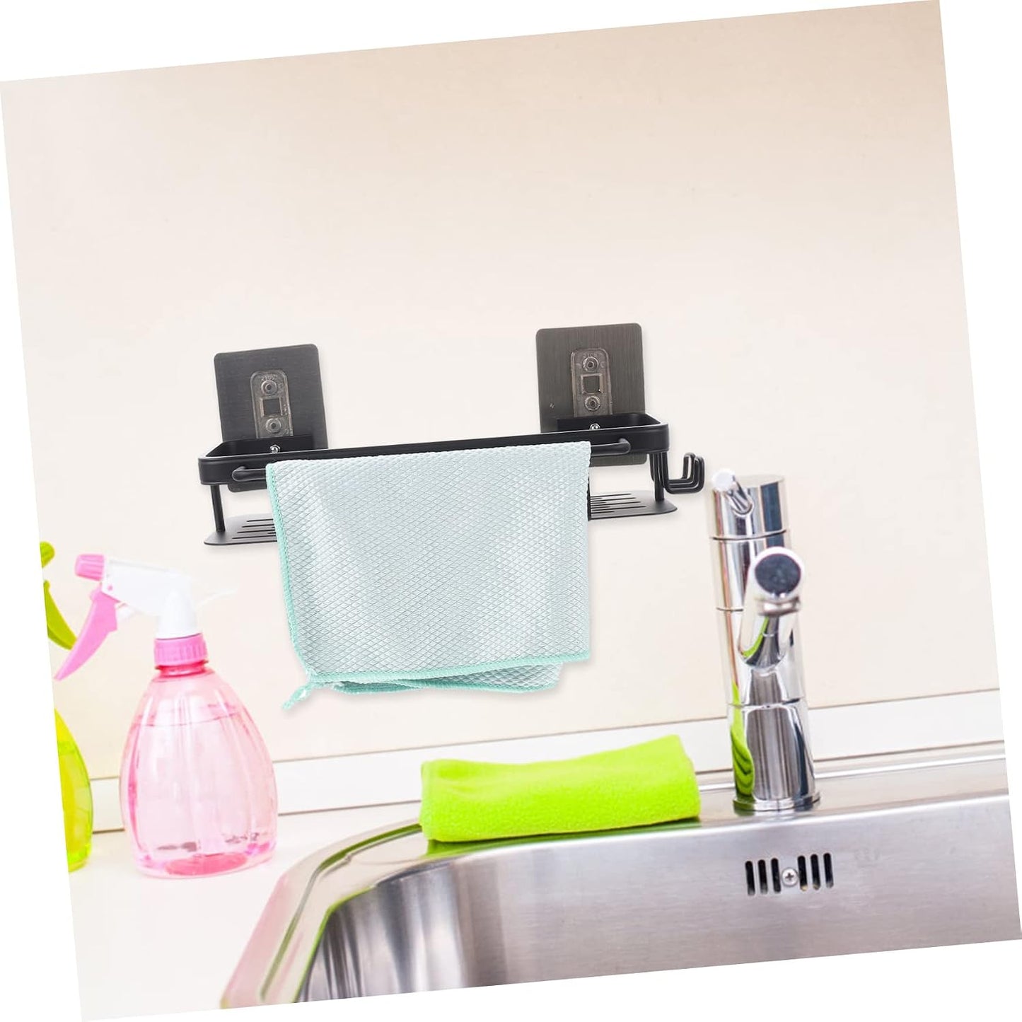 Space Kitchen Sink Storage Rack Sponge Holder Dishcloth Drying Organizer Wall Mounted Stylish Design for Tidy Sinks Counters Space Saving
