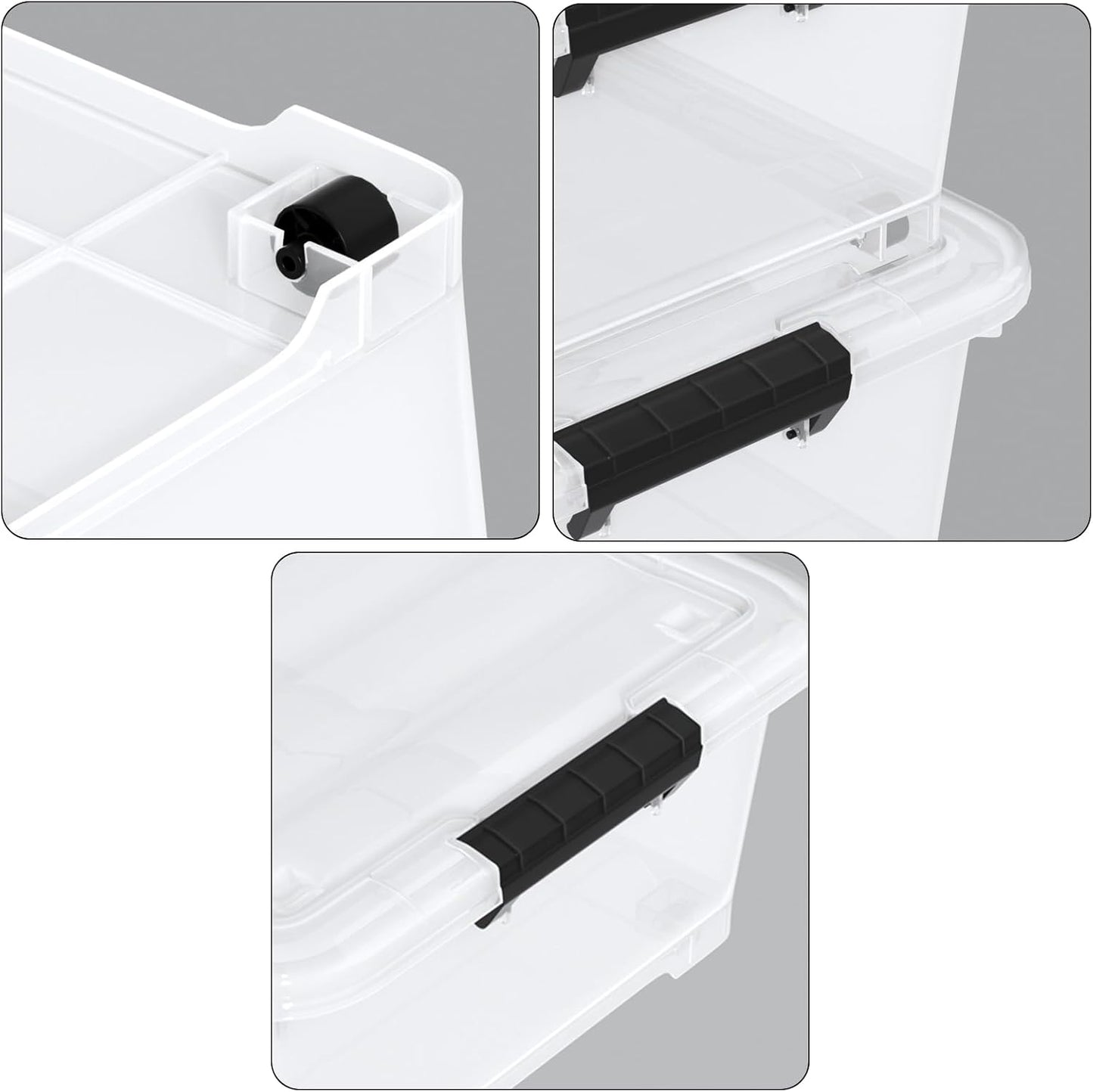40 Quart Plastic Clear Underbed Storage Bin with Wheels, 3 Packs | Stackable Large Flat Under Bed Organization Boxes with Lids