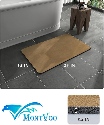 MontVoo -Bath Mat-Rubber Backing Non SlipThin Bathroom Rugs Fit Under Door- Quick Dry Absorbent Faux Suede Surface Grey Bathroom Floor Mats-Shower Rug for in Front of Bathtub Shower Gray 16x24