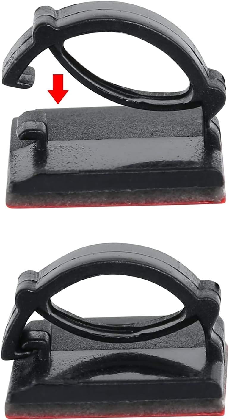 50PCS Self with 3M Adhesive Cable Clips Management Strong Wire Holders Cord Organizer Cable Clamp Sticky Desk Management for Office Home Car Tables PC Laptop TV Walls, Black