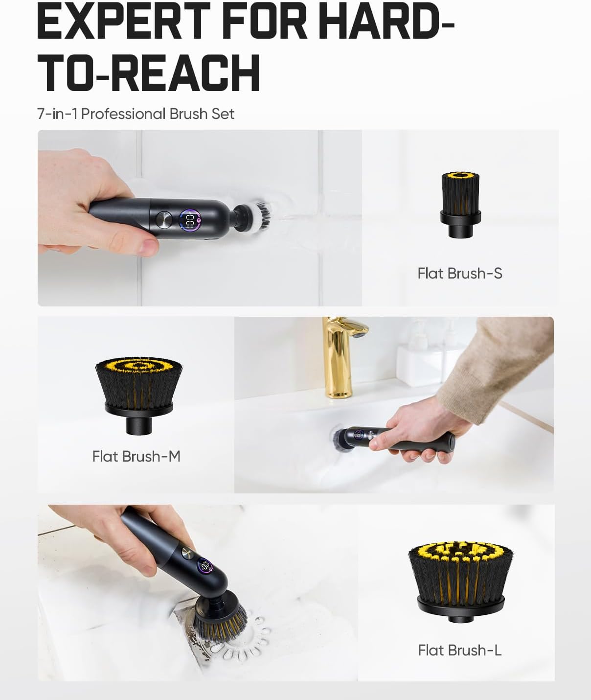 Fanttik Flip G10 Nano HomeCare Cordless Electric Spin Scrubber, 360° High-Torque Rotation, 2-Speed & 3-Angle, IPX7 Waterproof Cleaning Brush with 15 Brush Heads for Grout, Tiles, Sinks, Crevices