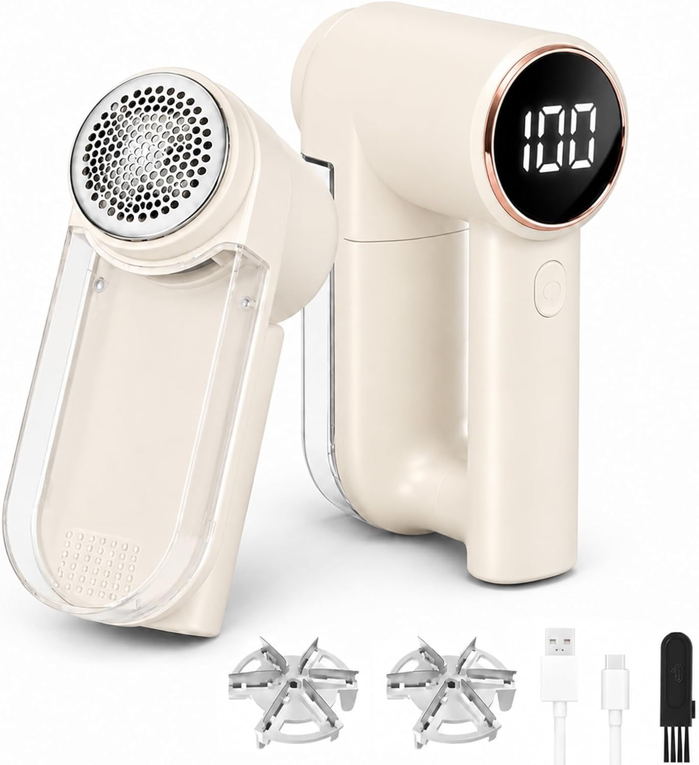 Fabric Shaver Rechargeable, 3-Speed Lint Shaver, Lint Remover Shaver with 6-Leaf Blades & LED Display, Sweater Shavers to Remove Pilling, Pilling Remover for Clothes, Furniture, Blanket, Couch