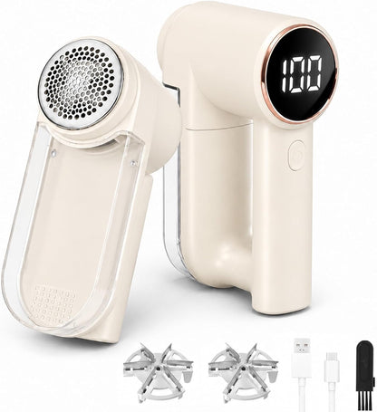 Fabric Shaver Rechargeable, 3-Speed Lint Shaver, Lint Remover Shaver with 6-Leaf Blades & LED Display, Sweater Shavers to Remove Pilling, Pilling Remover for Clothes, Furniture, Blanket, Couch