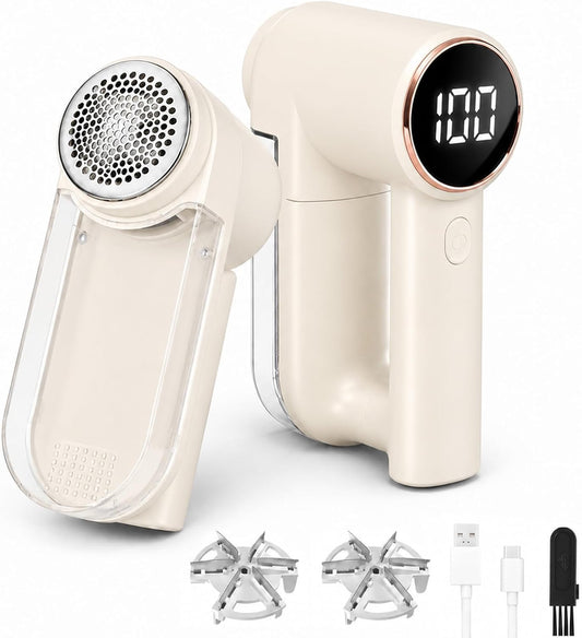 Fabric Shaver Rechargeable, 3-Speed Lint Shaver, Lint Remover Shaver with 6-Leaf Blades & LED Display, Sweater Shavers to Remove Pilling, Pilling Remover for Clothes, Furniture, Blanket, Couch