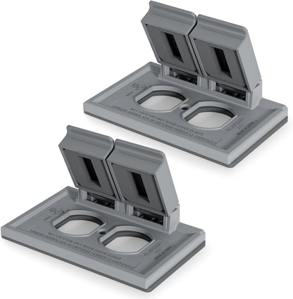 ELEGRP Horizontal Outdoor Cover for Duplex Receptacles, 2-Hole Weatherproof Wall Plate, Outdoor Electrical Outlet Cover, Standard Size 1-Gang 4.55” x 3.02”, Thermoplastic, 1 Pack, Grey