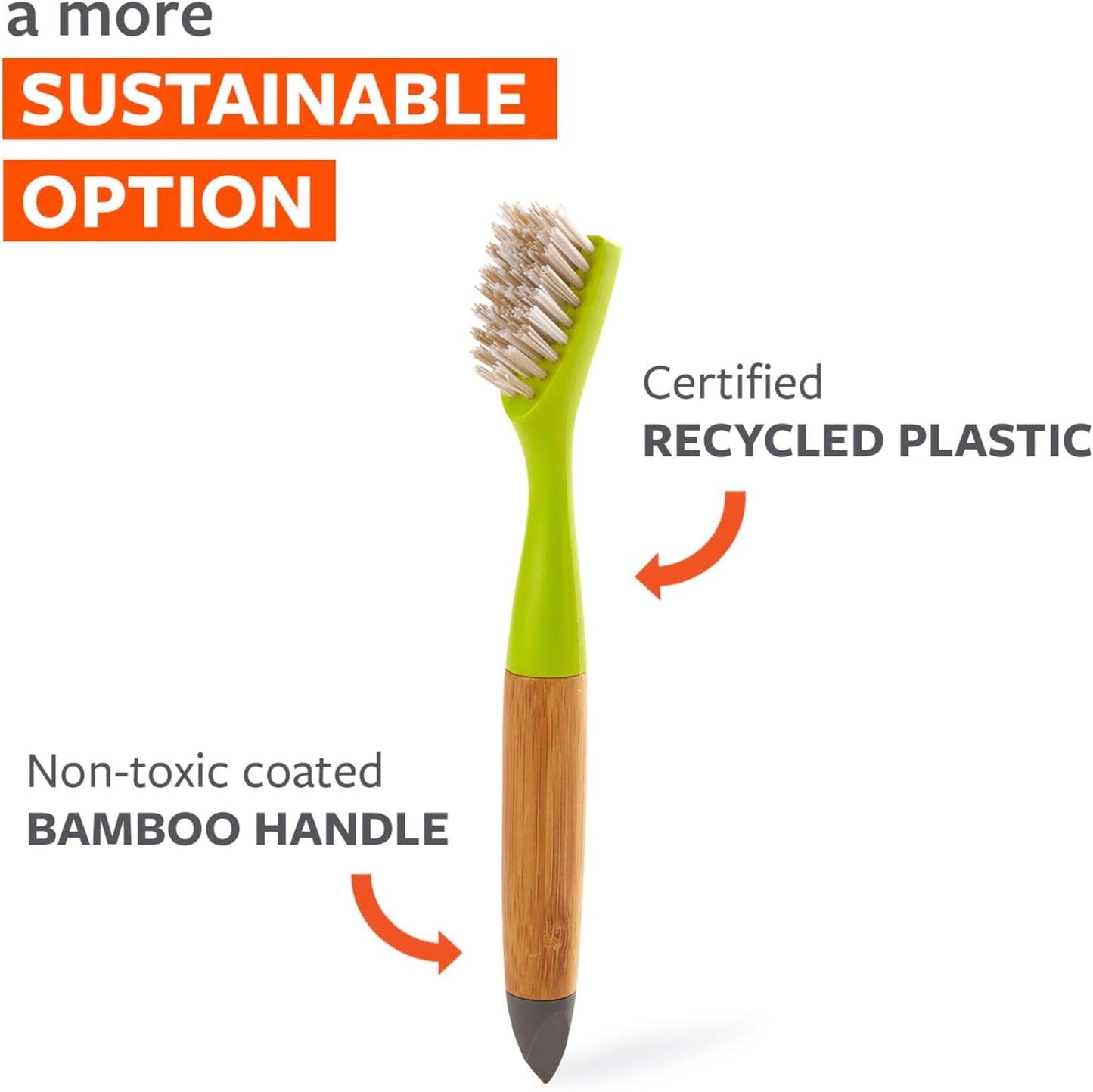 Full Circle Every-Crevice Detail Brush, Deep Cleaning Brush for Crevices, Shower, & Grout, Tough Bristles, Sustainable Bamboo Handle, White