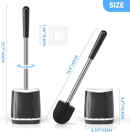 TRENTI Toilet Brush and Holder Set - Bristles Bowl Brush Head with Ventilated Holder, Wall Mounted Compact Set for Bathroom Deep Cleaning