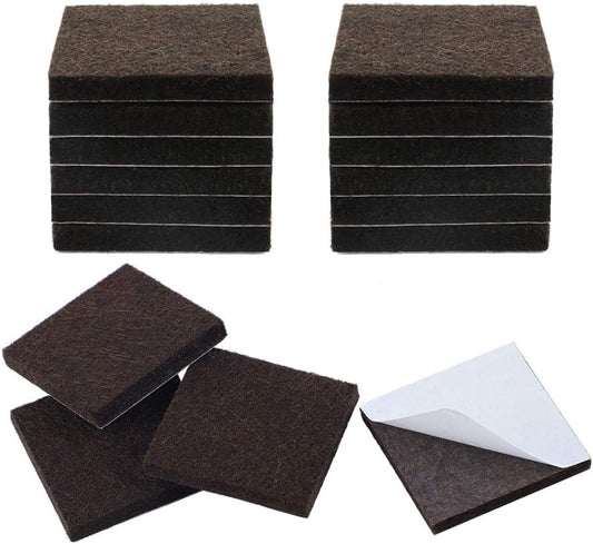 uxcell 16pcs Furniture Pads Square 1 1/2" Self-stick Non-slip Anti-scratch Felt Pads Floors Protector Dark Brown
