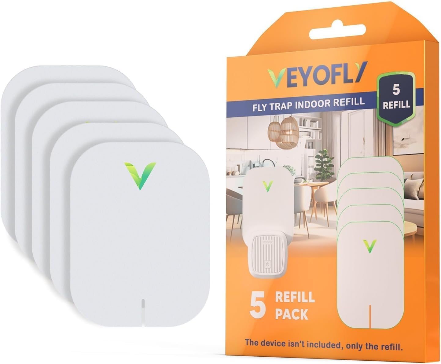 VEYOFLY Fruit Fly Traps for Indoors (1 Device + 2 Refills), Gnat Trap Indoor Plug in, Bug Traps, Flying Insect Trap, Gnat Traps for House Indoor, Fly Trap Indoor for Home Bug Light, Gnats Catcher