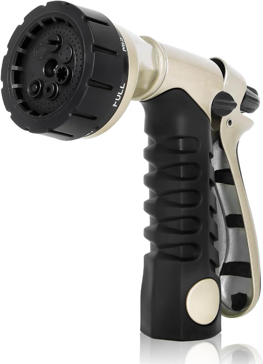 RESTMO Garden Hose Nozzle, Heavy Duty Metal Water Hose Nozzle, Hose Sprayer Nozzle with 7 Adjustable Spray Patterns, High Pressure Nozzle Watering Plants and Lawn, Pet Showering