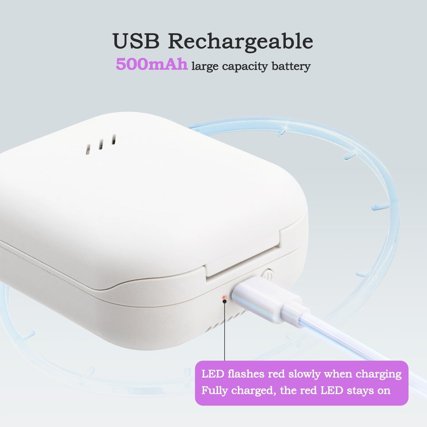 UV-C Toothbrush Sanitizer Case, Dual Light Cleaner Cover with Clear Window, USB-C Rechargeable Travel Holder for Electric and Manual Brushes, White