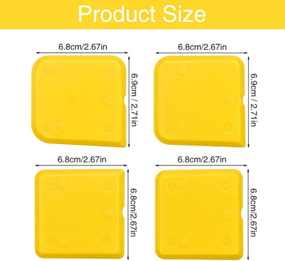 Caulk Smoothing Tool 4 Pcs Silicone Caulking Tool Kit Caulk Smoother Sealant Finishing Grout Scraper for Washroom Kitchen Bathroom (2.7x2.7x0.18 in,Yellow)