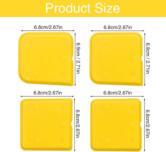 Caulk Smoothing Tool 4 Pcs Silicone Caulking Tool Kit Caulk Smoother Sealant Finishing Grout Scraper for Washroom Kitchen Bathroom (2.7x2.7x0.18 in,Yellow)