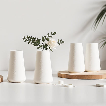 Modern Small Flower Vases 8 Pack - Ceramic, White
