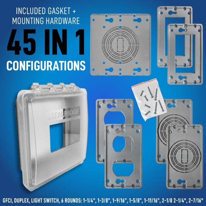 Sealproof 2-Gang Weatherproof In Use Outlet Cover | Two Gang Outdoor Plug and Receptacle Protector, Lockable, UL Extra Duty Compliant, 45 Configurations
