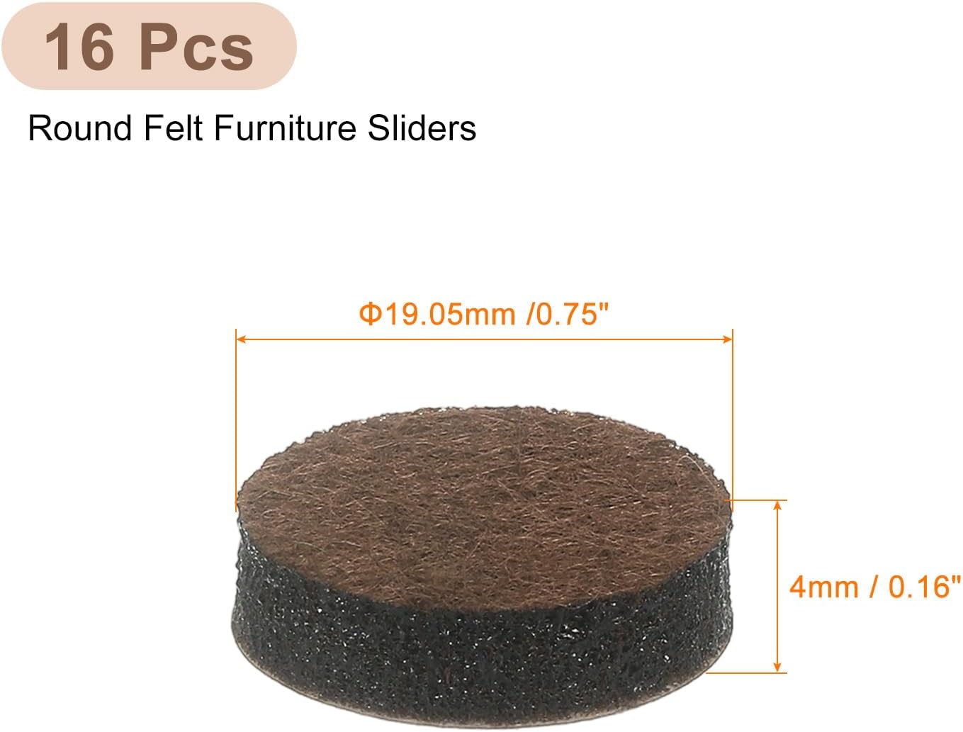 uxcell Furniture Pads, 24Pcs 1.25" - Round Self Adhesive Felt Furniture Pads, Floor Protectors for Furniture Feet Chairs Legs Hardwood Floors (Brown)
