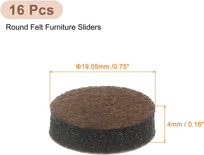 uxcell Furniture Pads, 24Pcs 1.25" - Round Self Adhesive Felt Furniture Pads, Floor Protectors for Furniture Feet Chairs Legs Hardwood Floors (Brown)