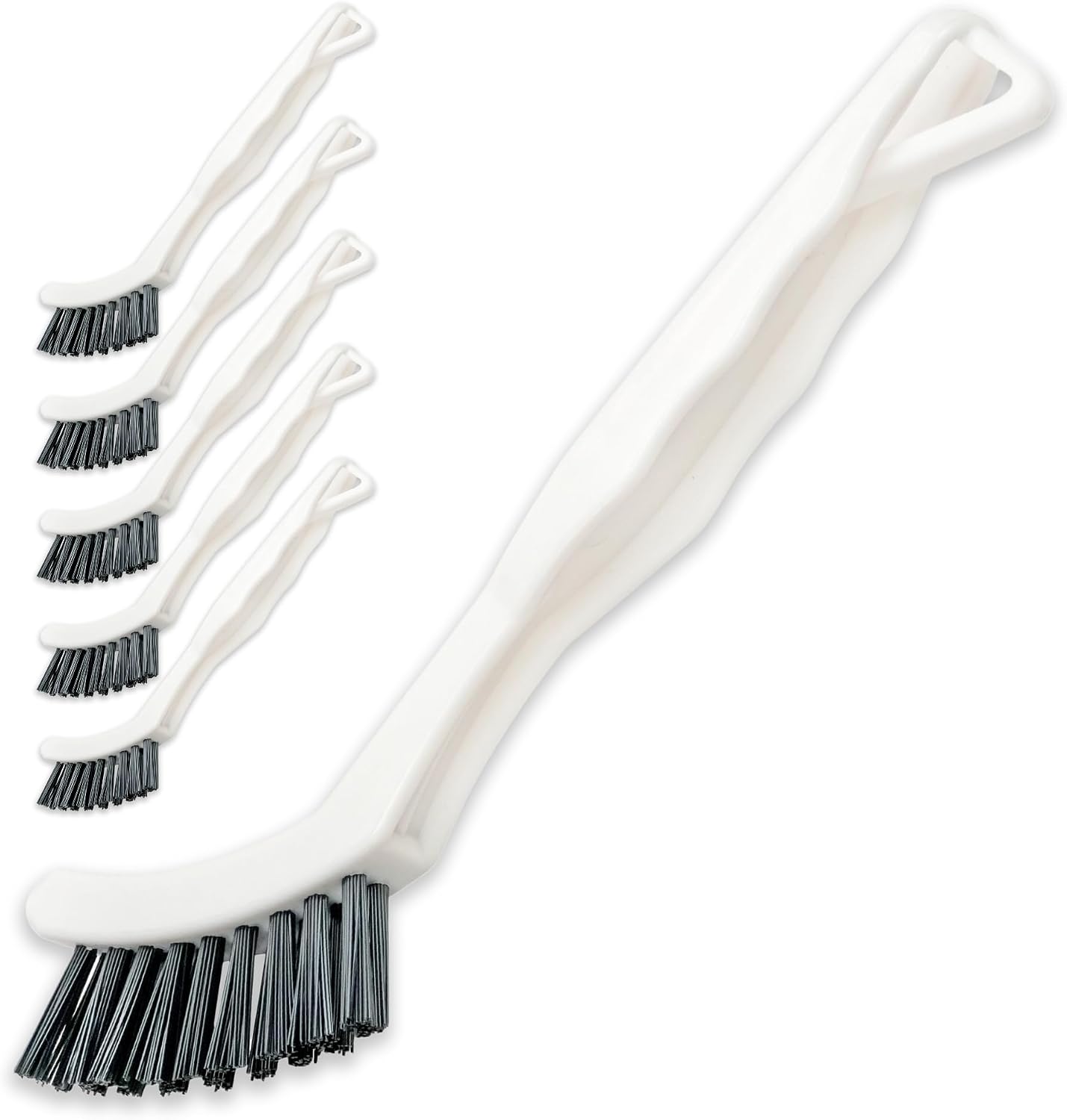 6-Pack Grout Cleaner Brush Scrub Set - Stiff Bristle Scrubbing & Detail Cleaning Brushes for Household Use on Bathtub, Shower, Kitchen, Tile Floors, Sink, Grooves, Window Tracks, Drains