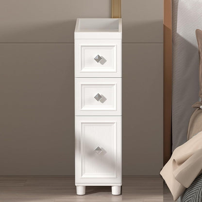 4 Drawer Narrow Floor Cabinet,4 Tier Plastic Slim Storage Cabinet with Drawers,Rolling Storage Cart with Drawers for Small Space,Bathroom,Living Room(8.7" W)