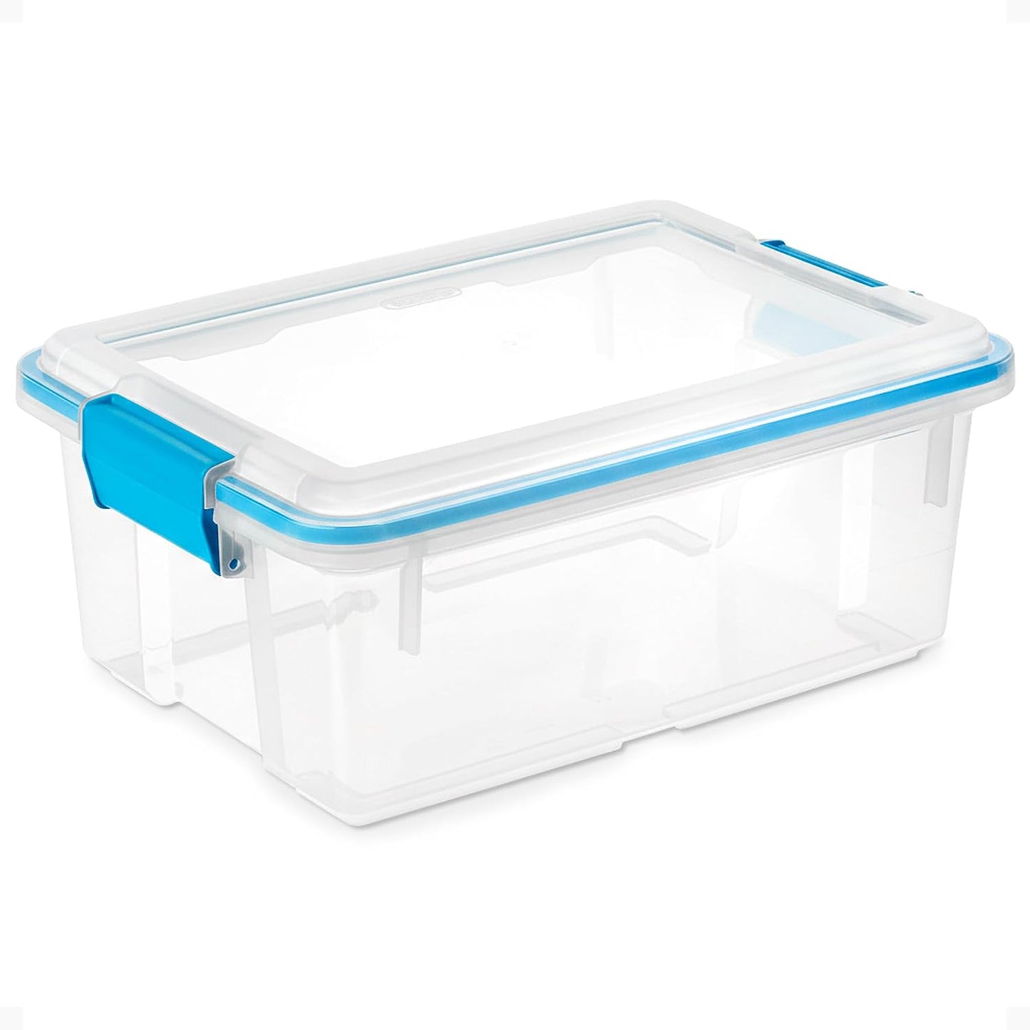 Sterilite 4-Pack Gasket Box, Home Storage Organizer Bins with Lids, 37 Quart – Stackable Clear Plastic Containers for Bedroom, Bathroom, Garage, Basement, or Attic