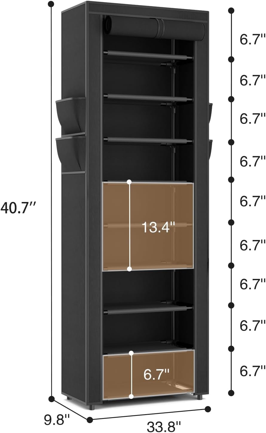 LANTEFUL Shoe Rack with Covers - 10 Tiers Tall Shoe Rack Organizer Large Capacity Shoe Shelf Storage 40 Pairs Space Saving Vertical Shoe Storage Organizer for Closet, Entryway, Dorm, Bedroom