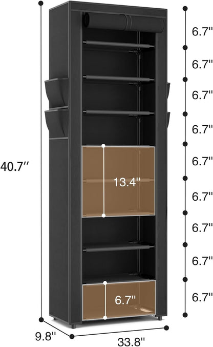 LANTEFUL Shoe Rack with Covers - 10 Tiers Tall Shoe Rack Organizer Large Capacity Shoe Shelf Storage 40 Pairs Space Saving Vertical Shoe Storage Organizer for Closet, Entryway, Dorm, Bedroom