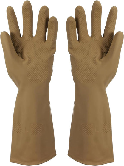 uxcell Rubber Cleaning Gloves, Reusable Household Dishwashing Long Rubber Gloves with Non-slip Grip