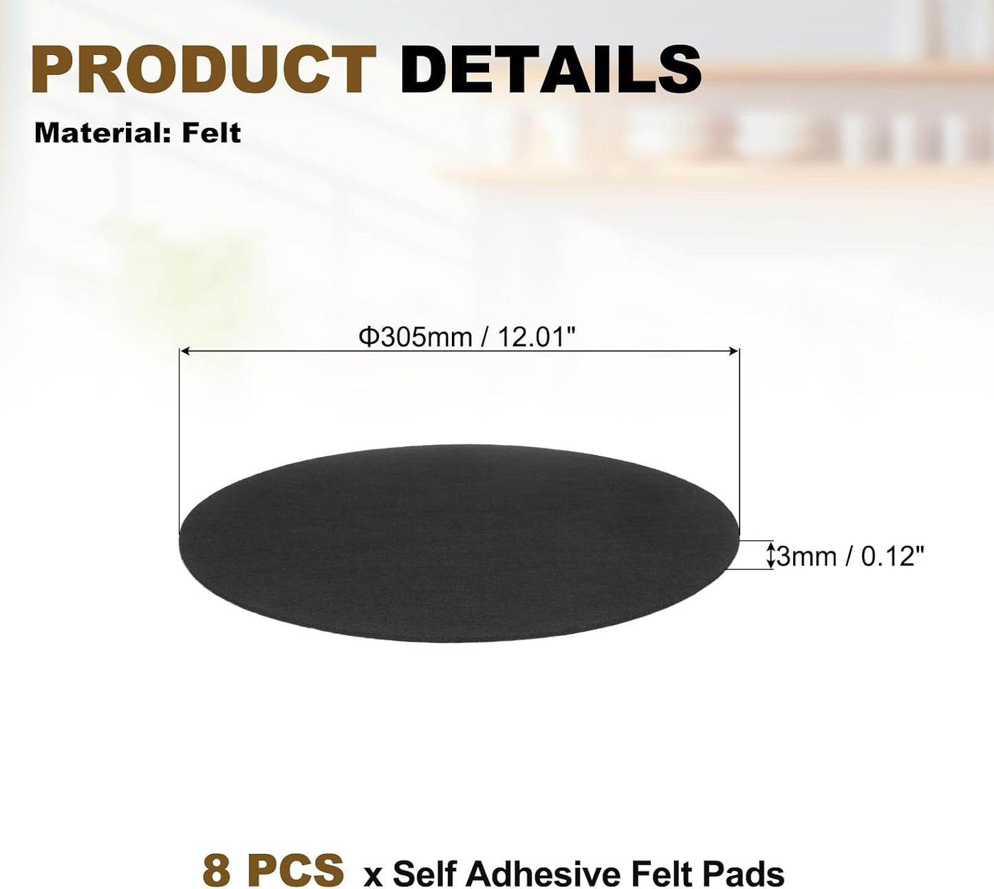 uxcell 32Pcs Non Slip Furniture Pads, 3" Round Self Adhesive Felt Bumpers Noise Reducing Furniture Feet Floor Protector for Chairs Tables Furniture Legs (White 0.2" Thick) - Colors B