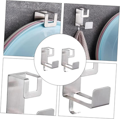 Uonlytech 2Pcs Wall Mounted Washbasin Storage Rack Self Adhesive Bathroom Basin Hanger for Towels Brushes and Cleaning Cloths Compact Durable Design No Punch Needed