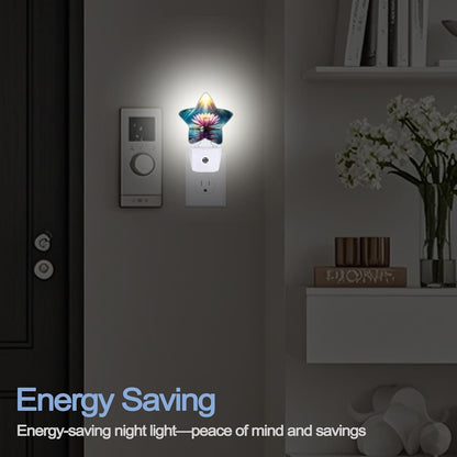 Lavender Butterfly Nightlight,Summer Flowers Star Night Lights Plug into Wall Decorations for Bedroom Bathroom,Dusk to Dawn Sensor Kitchen Hallway Stairs Energy Efficient Desk Lamp