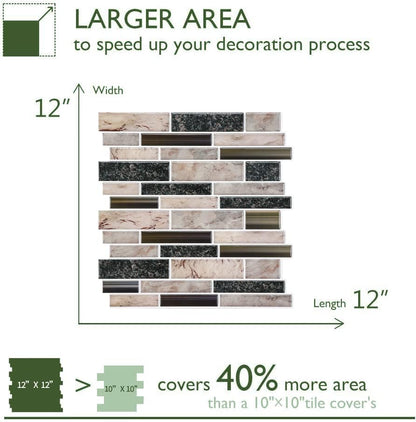 STICKGOO Thicker Design Peel and Stick Tile Backsplash, 12”×12” Stick on Backsplash for Kitchen, Self Adhesive Tile Stickers for Kitchen Backsplash and Bathroom(10 Sheets, Vintage Stone)