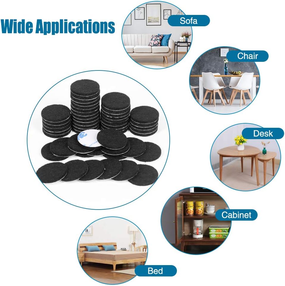 Felt Pads,50 Pieces Furniture Pads Self Adhesive Round Furniture Feet Protectors for Hardwood & Laminate Flooring(Black)