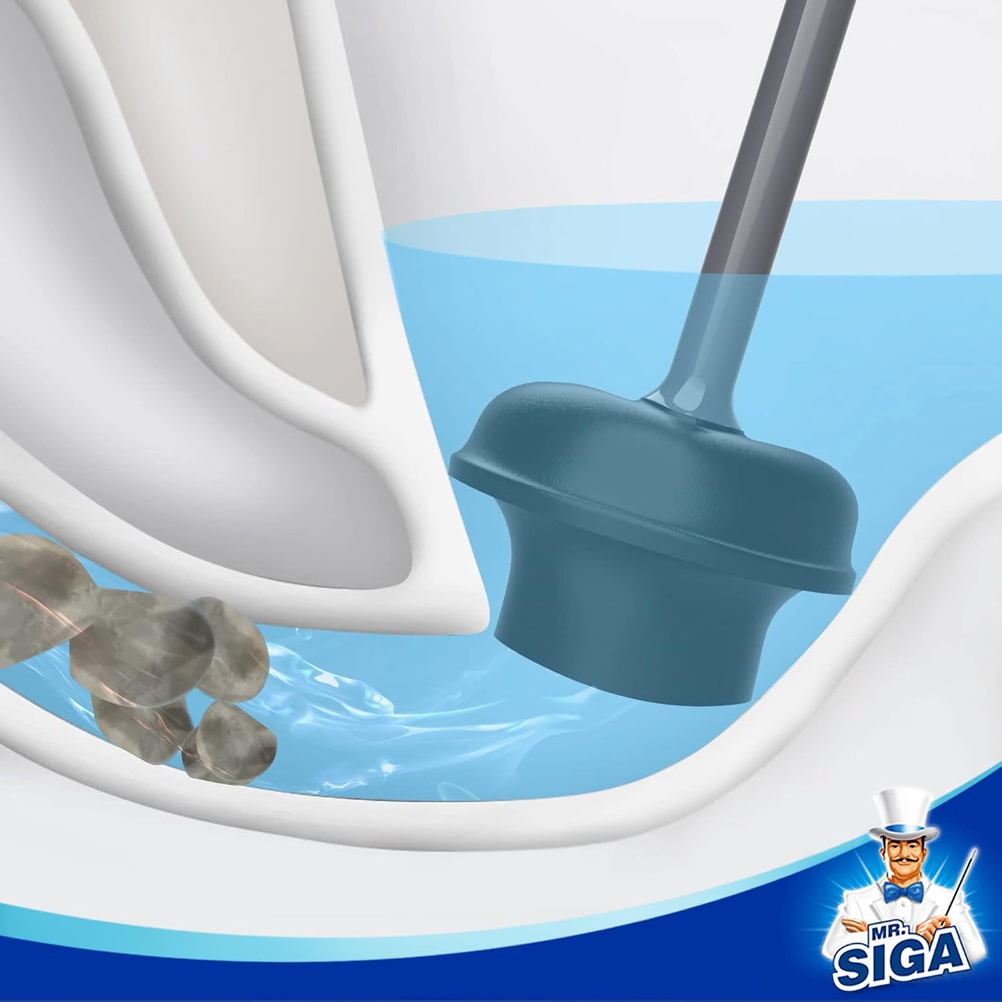 MR.SIGA Toilet Plunger with Holder, Heavy Duty Toilet Plunger and Holder Combo for Bathroom Cleaning, White