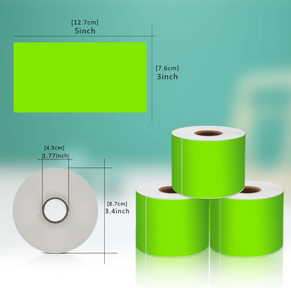 PARLAIM 3 X 5 Inch Rectangle Adhesive Color Coding Stickers,Square Inventory Stickers -250 Per Dispenser Box (Fluorescent Green)