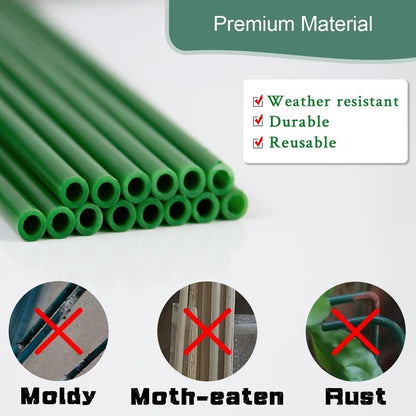 Plant Stakes,Adjustable Length Support Stake Orchid Stick with Ring Buckles Garden Pole for Potted Tomato Rose Amaryllis Beans Vegetables Comes with 40-inch Ties (Green, 17inch&12inch)