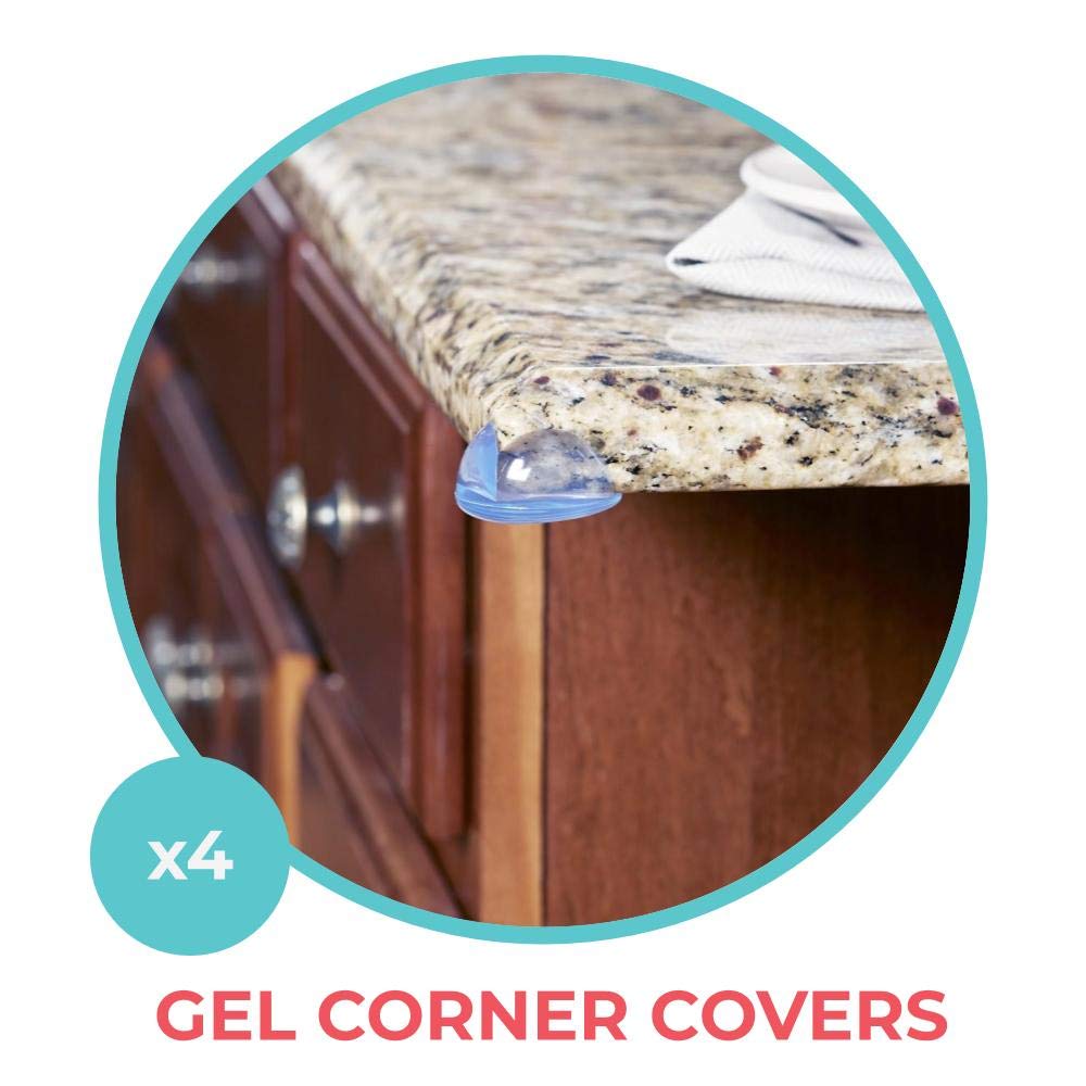 Toddleroo by North States - Gel Corner Protectors for Baby Proofing: Furniture Corner & Edge Safety Bumpers - 4 Pack - Clear