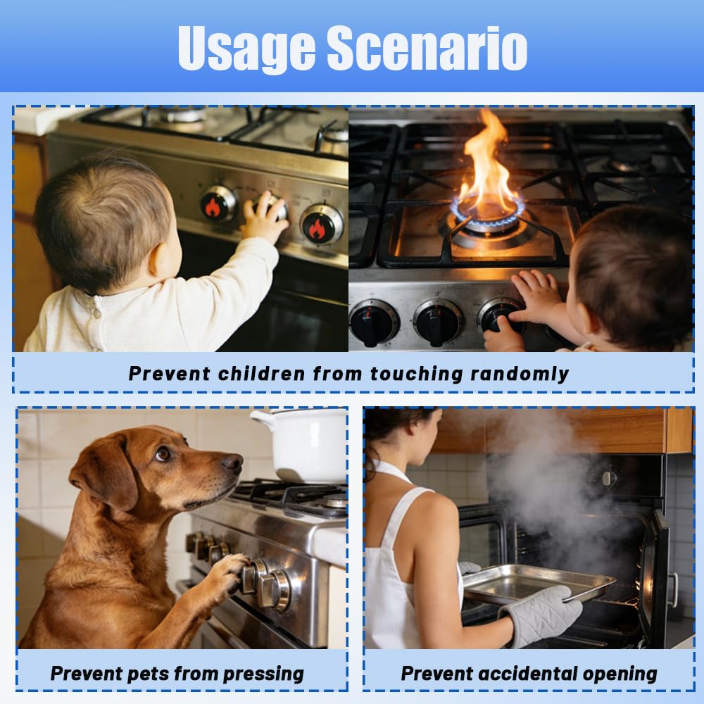 6PCS Gas Stove Knob Safety Covers, Baby Burners Proof Stove Knob Lock, Children and Pets Silicone Safety Stove Knob Lock, Heat-Resistant Stove Locks(Black)