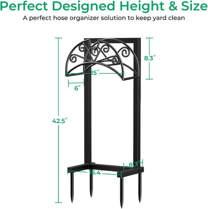 TomCare Garden Hose Holder Heavy Duty Water Hose Holder Holds 160 FT Hoses 4 Spikes Hose Reel Freestanding Hose Hanger Sturdy Hose Storage Stand for Outside Yard Lawn