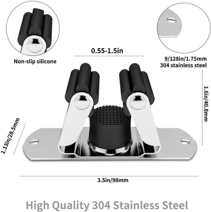 CWOVRS Broom Holder Wall Mount, 4 Pack Mop Holder Stainless Steel Mop and Broom Holder Heavy Duty Broom Hanger Wall Mount for Kitchen Garden Garage etc.